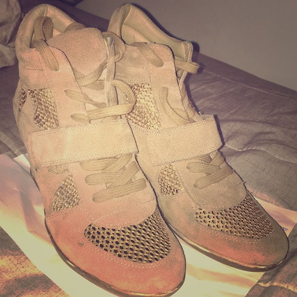 nude wedge sneakers